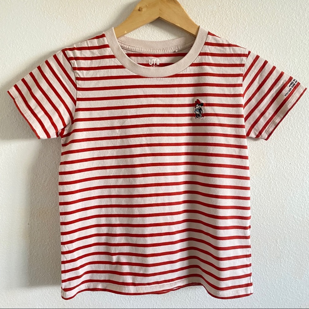Uniqlo Cream And Red Stripped Minnie Mouse Shirt Size XS